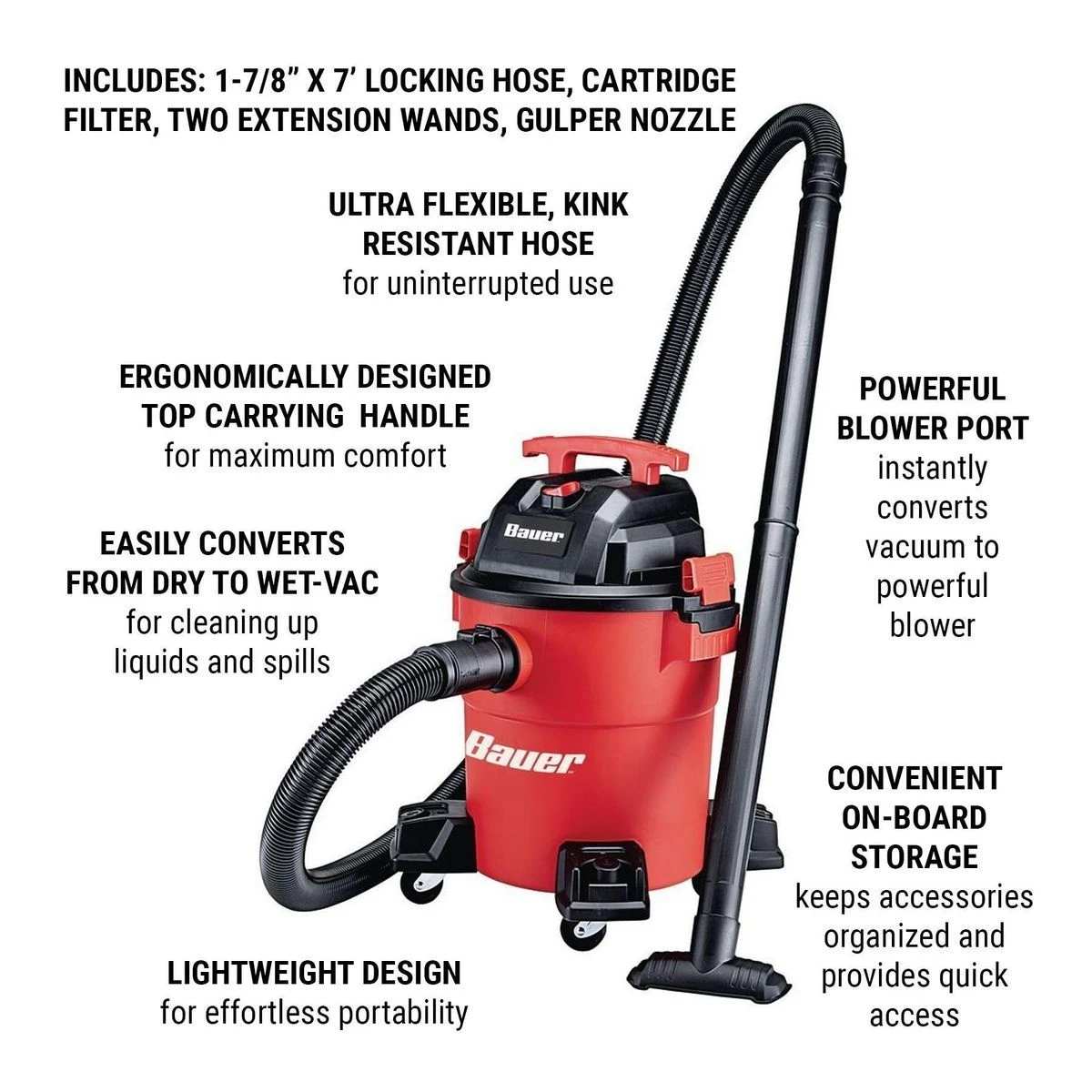 Flash Sale 😍 BAUER 6 gallon 4 Peak Horsepower Wet/Dry Vacuum 😍 5 Flash Sale 😍 BAUER 6 gallon 4 Peak Horsepower Wet/Dry Vacuum 😍 - Image 3
