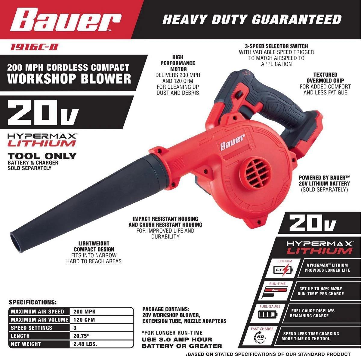 Flash Sale π BAUER 20V Cordless 200 MPH Compact Workshop Blower - Tool Only π 9 Flash Sale π BAUER 20V Cordless 200 MPH Compact Workshop Blower - Tool Only π - Image 7