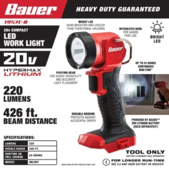Top 10 ๐งจ BAUER 20V Cordless 220 Lumen Work Light โ Tool Only ๐คฉ 20 Top 10 ๐งจ BAUER 20V Cordless 220 Lumen Work Light โ Tool Only ๐คฉ -BAUER Sales 56925 W2SS