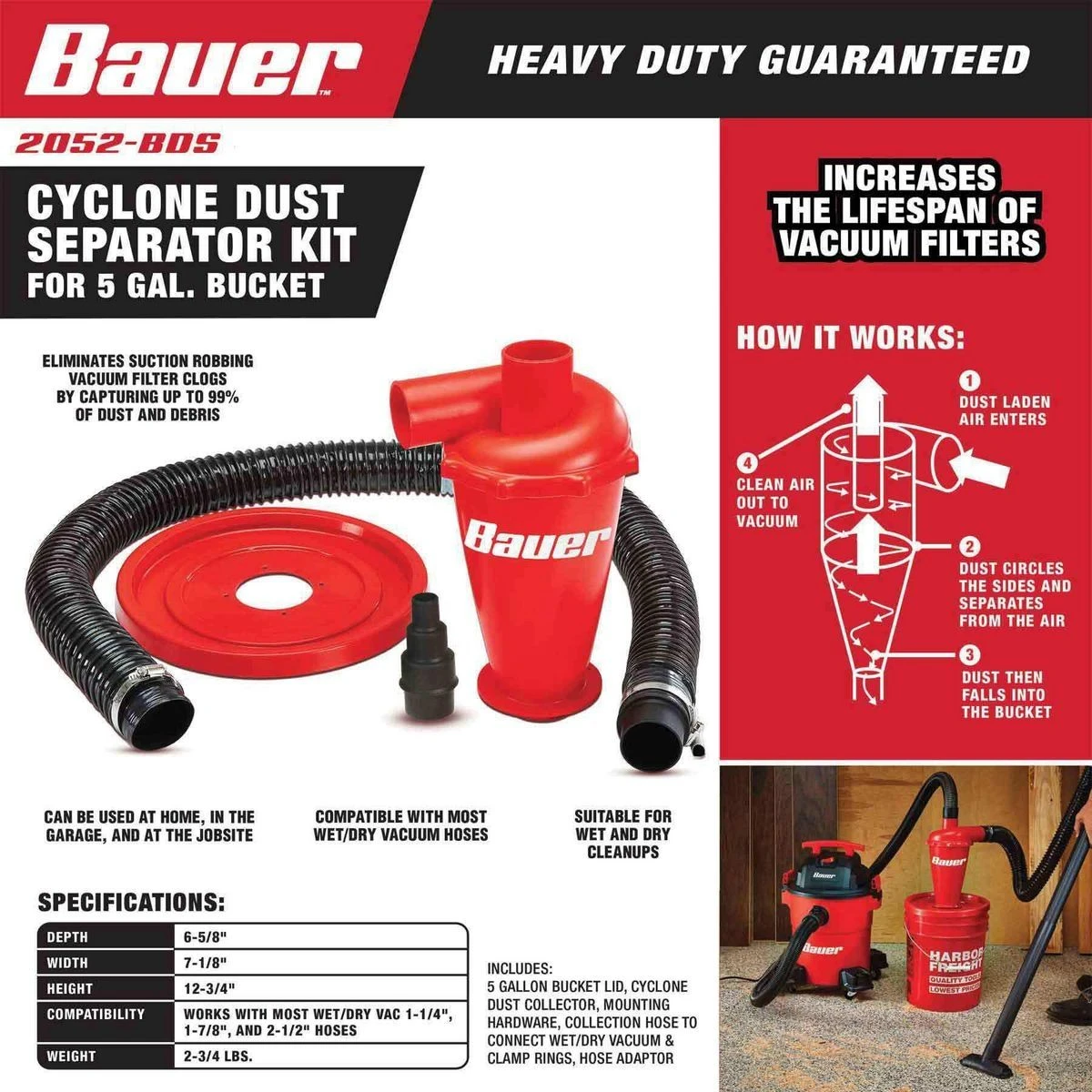 Flash Sale π BAUER Cyclone Dust Separator Kit for 5 Gallon Buckets β 5 Flash Sale π BAUER Cyclone Dust Separator Kit for 5 Gallon Buckets β - Image 3