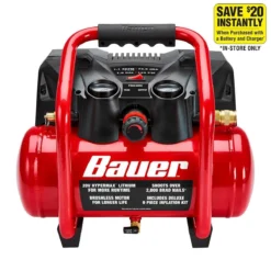Best deal 🎉 BAUER 1.6 Gallon 135 PSI 20V Brushless Cordless Air Compressor - Tool Only ✨ -BAUER Sales 57394 W21