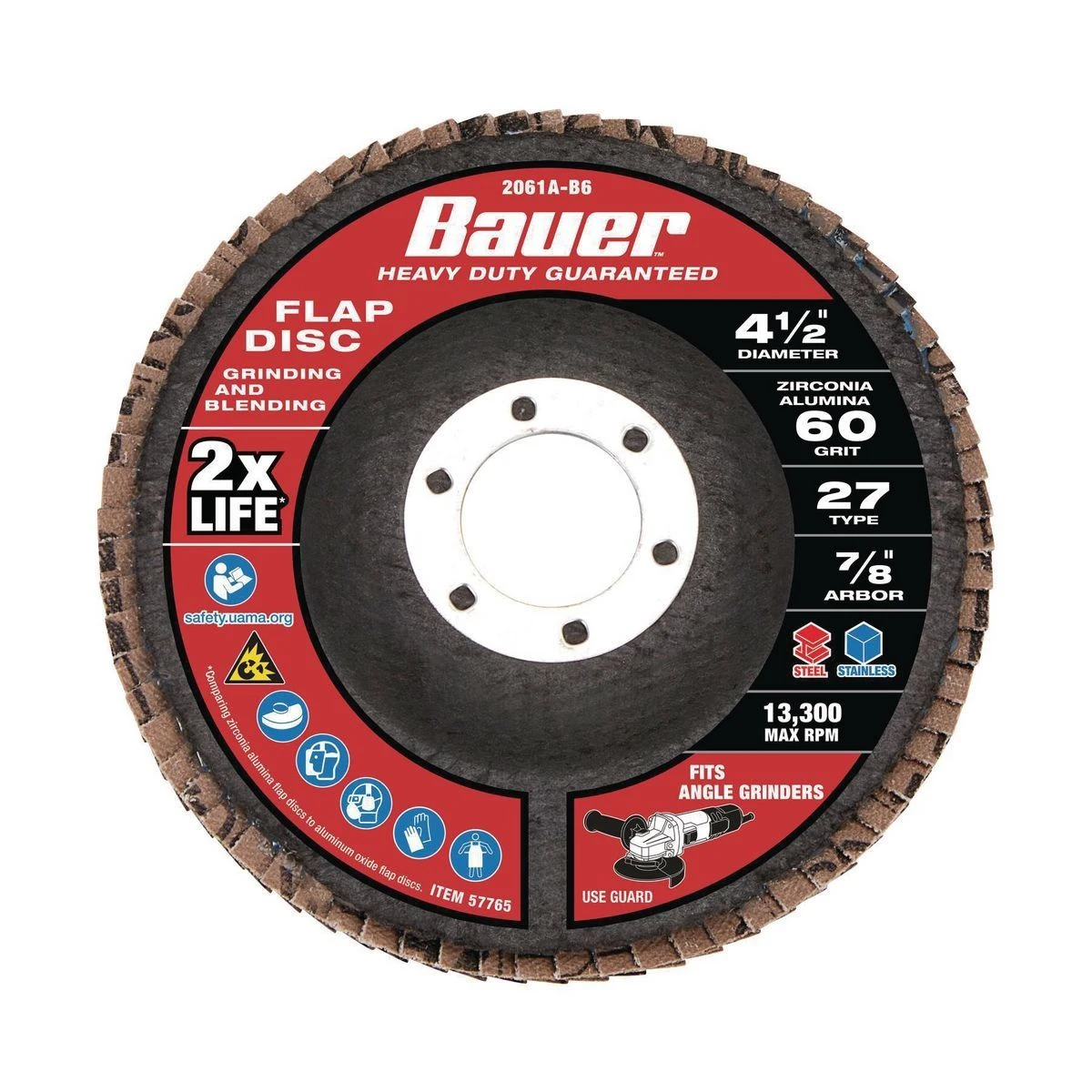 Deals โจ BAUER 4-1/2 in. x 7/8 in. 60-Grit Type 27 Flap Disc with Fiberglass Backing and Zirconia Grain ๐ 3 Deals โจ BAUER 4-1/2 in. x 7/8 in. 60-Grit Type 27 Flap Disc with Fiberglass Backing and Zirconia Grain ๐