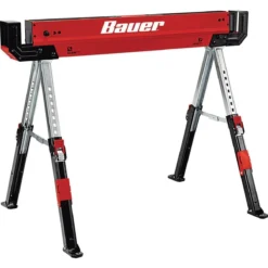 New 🎉 BAUER 32 in. Steel Adjustable Sawhorse, 1300 lb. Capacity 🛒
