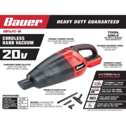Cheap 🛒 BAUER 20v Cordless Hand Vacuum with Floor and Crevice Tools – Tool Only 😀 -BAUER Sales 64148 W2SS