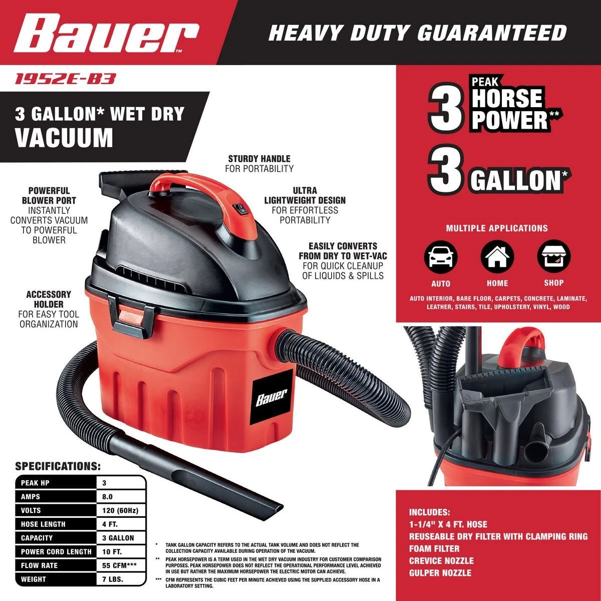 Best reviews of โญ BAUER 3 Gallon 3 Peak Horsepower Wet/Dry Vacuum ๐คฉ 6 Best reviews of โญ BAUER 3 Gallon 3 Peak Horsepower Wet/Dry Vacuum ๐คฉ - Image 4
